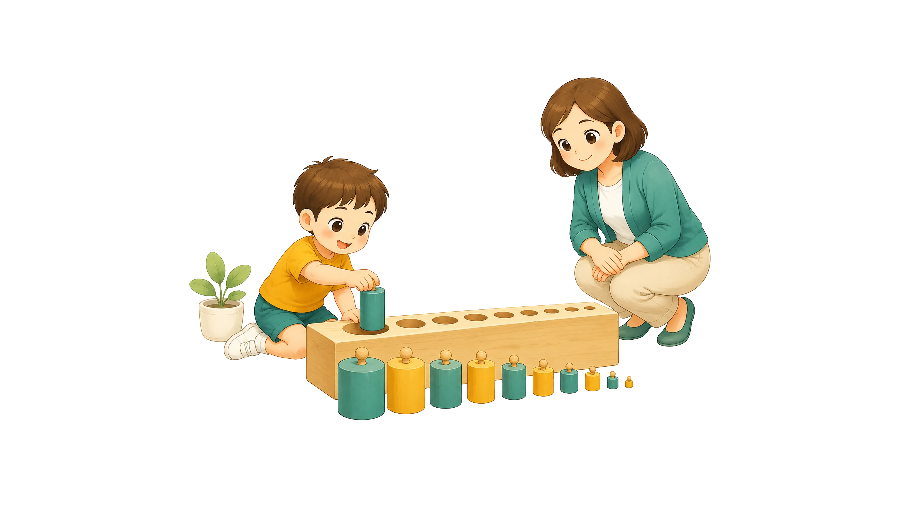 Montessori preschool classroom with hands-on learning materials